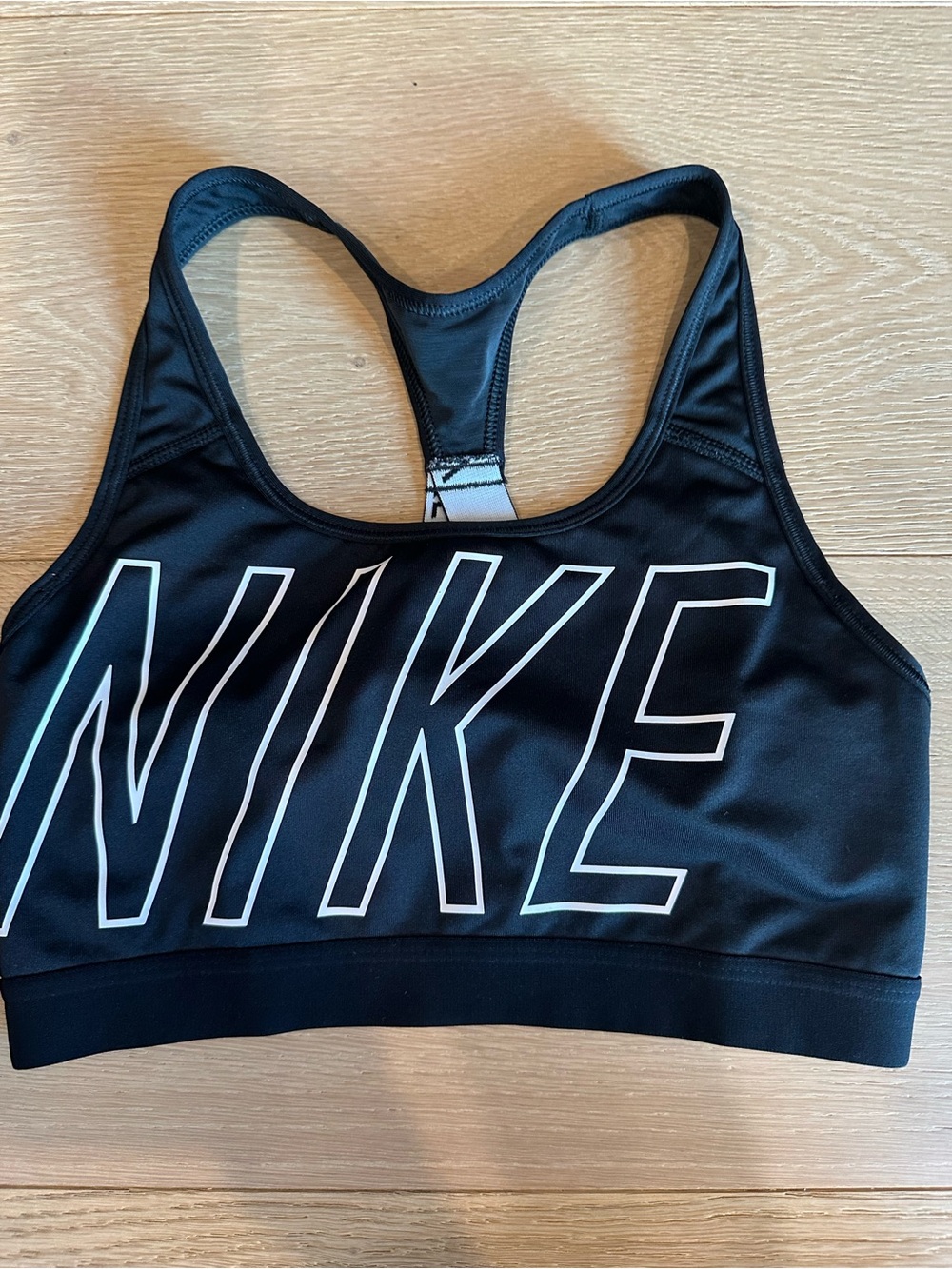 Nike Black Sports Bra with White Outline Logo